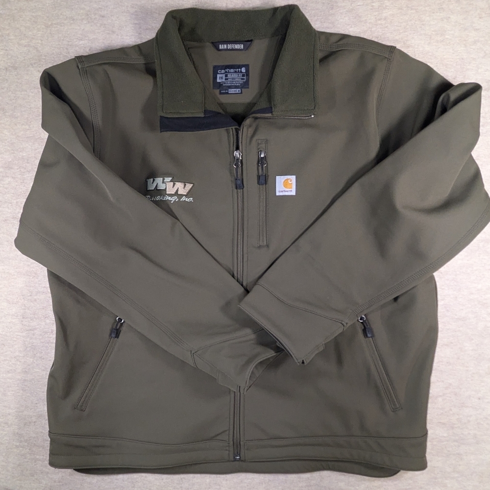 Carhartt Olive Rain Defender Zip Up Jacket Chore Coat Gorpcore Shell Size 2XL
